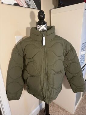 GAP Army Green Quilted Puffer Jacket - Women's Coat NWT